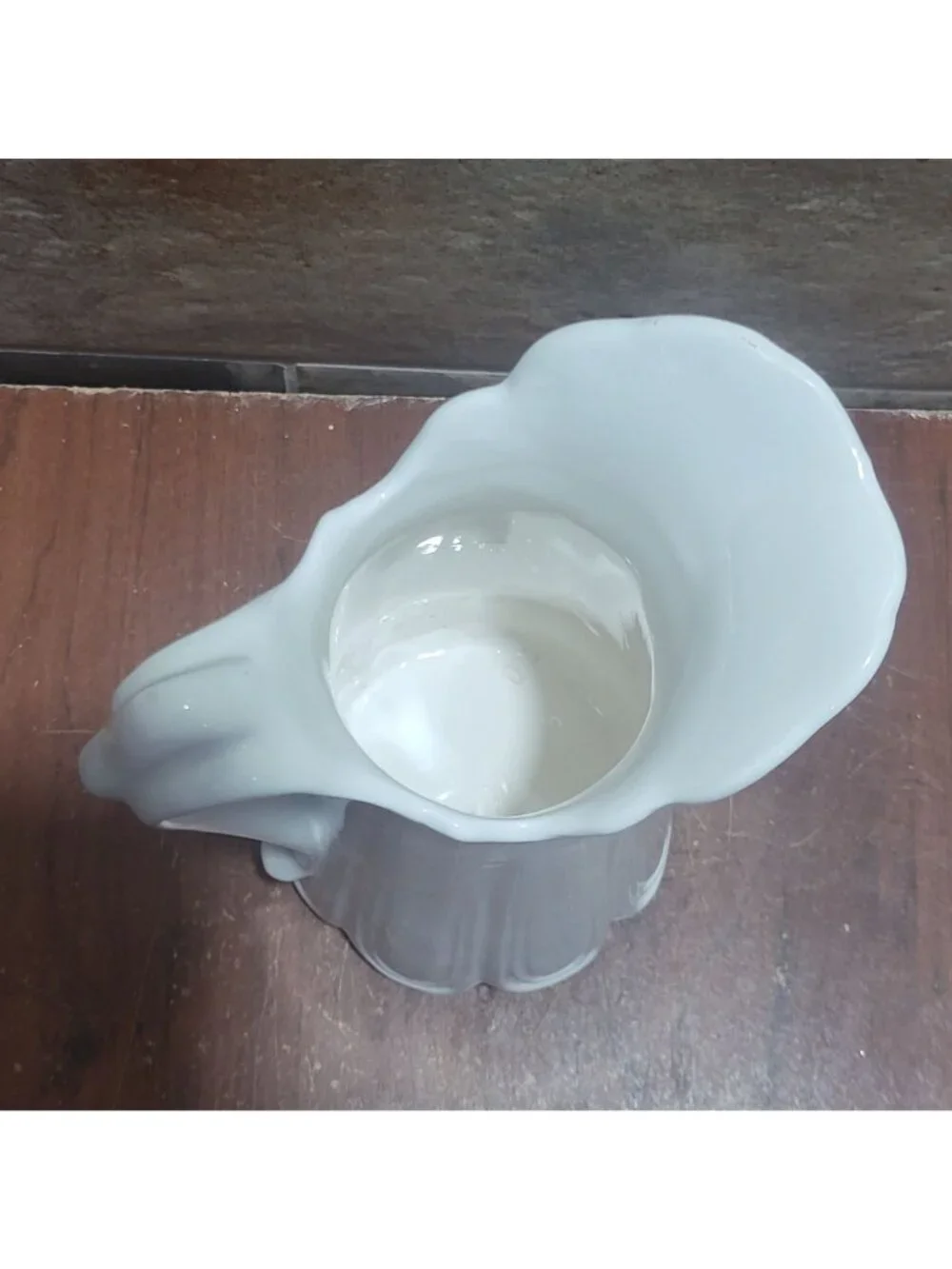 Vintage White Ironstone Water Pitcher Scallop Design